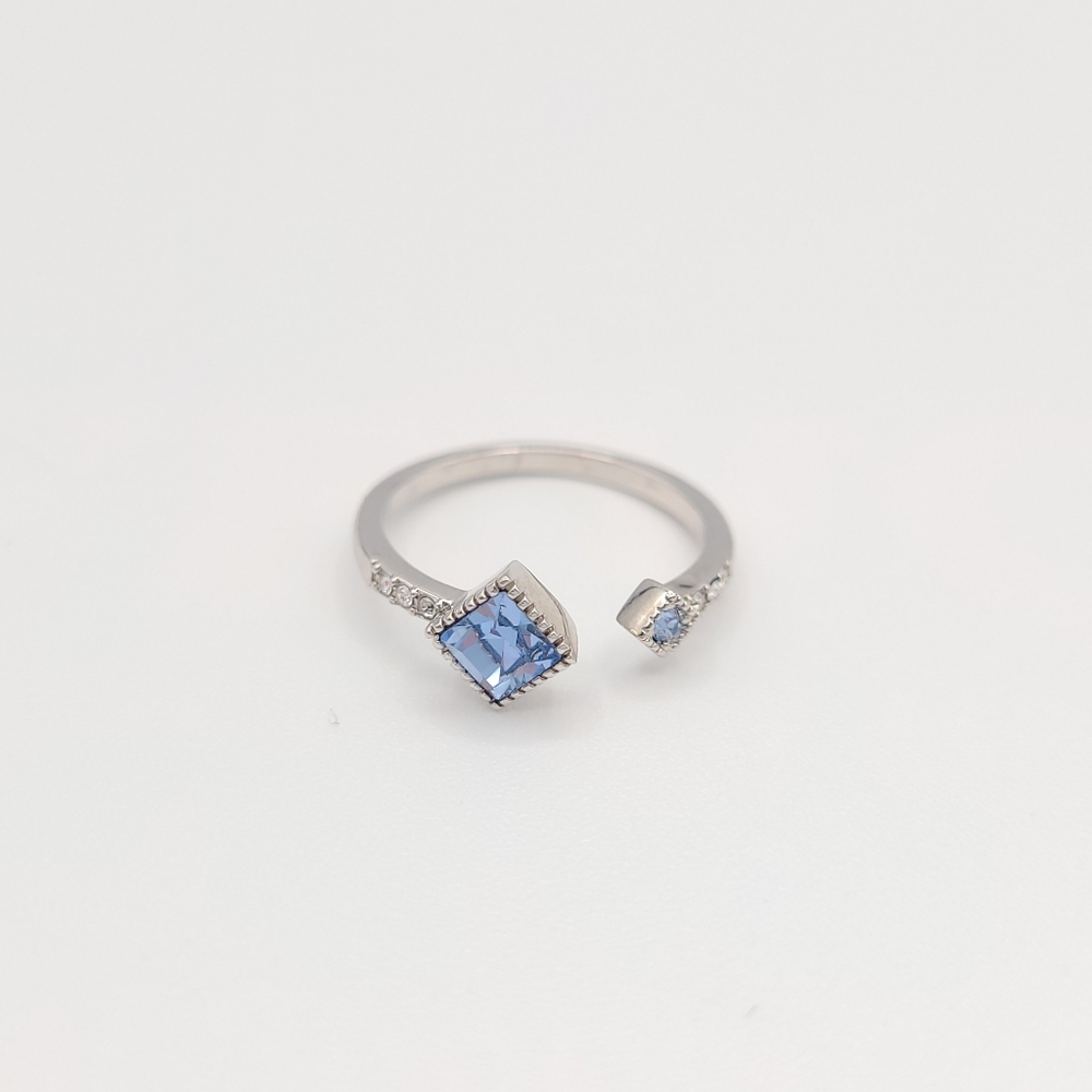 Blue Open Band Ring | Silver Tone | Adjustable | Modern Minimalist